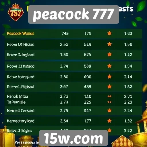 Estatísticas de jogos populares no Peacock 777